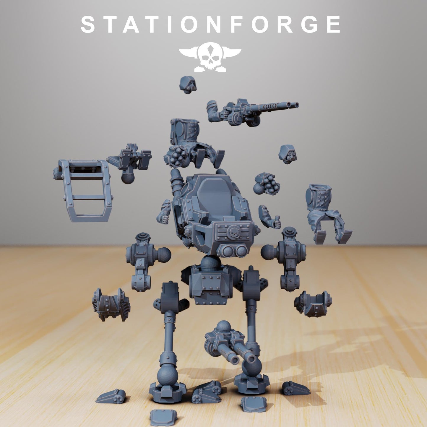 Scavenger Scout Walker, Space Techno-bots, modular Sci-Fi warriors by STATIONFORGE, Sci-Fi Wargames Cyber-themed Grimdark miniatures