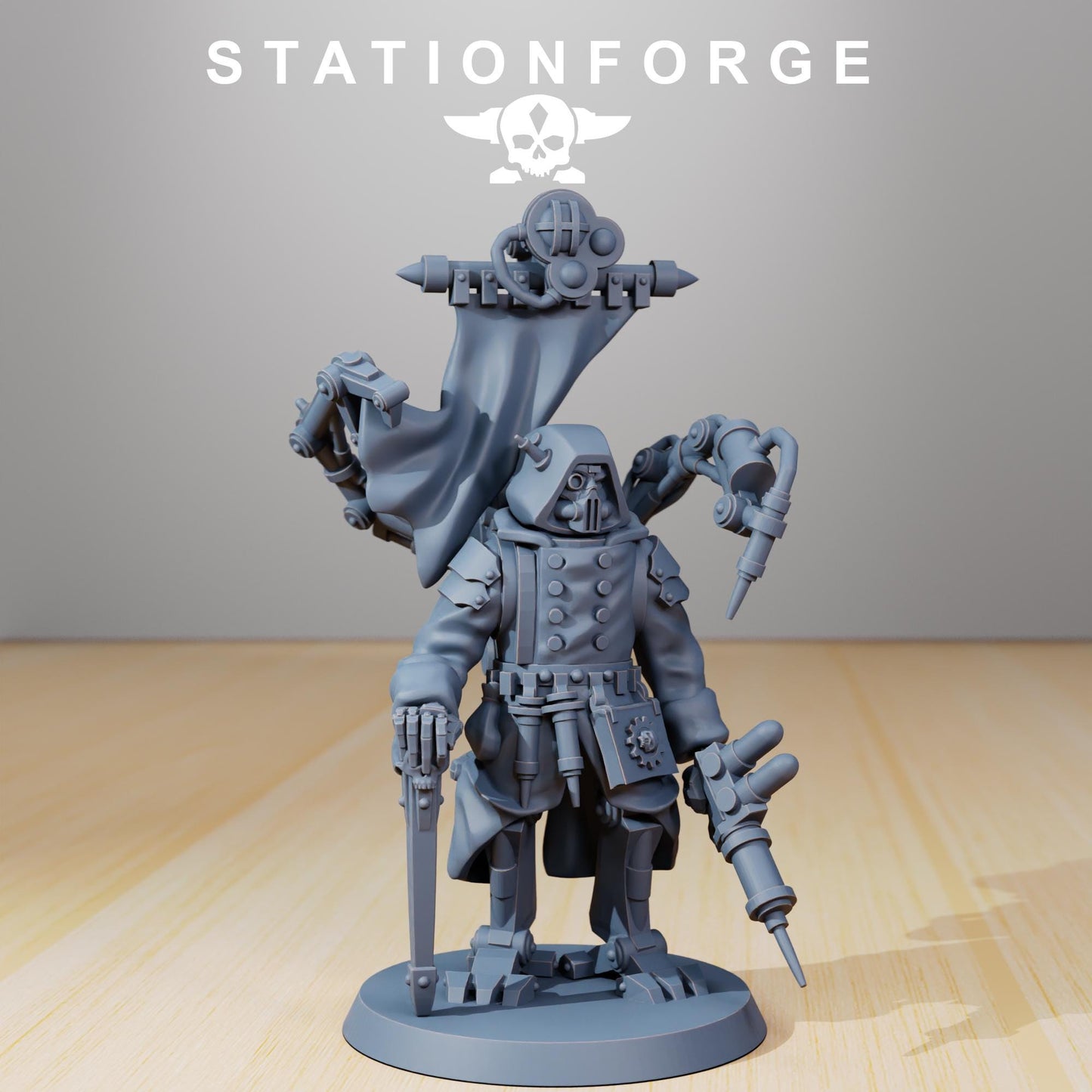 Scavenger Repair Doc, Space Techno-bots, modular Sci-Fi warriors by STATIONFORGE, Sci-Fi Wargames Cyber-themed Grimdark miniatures