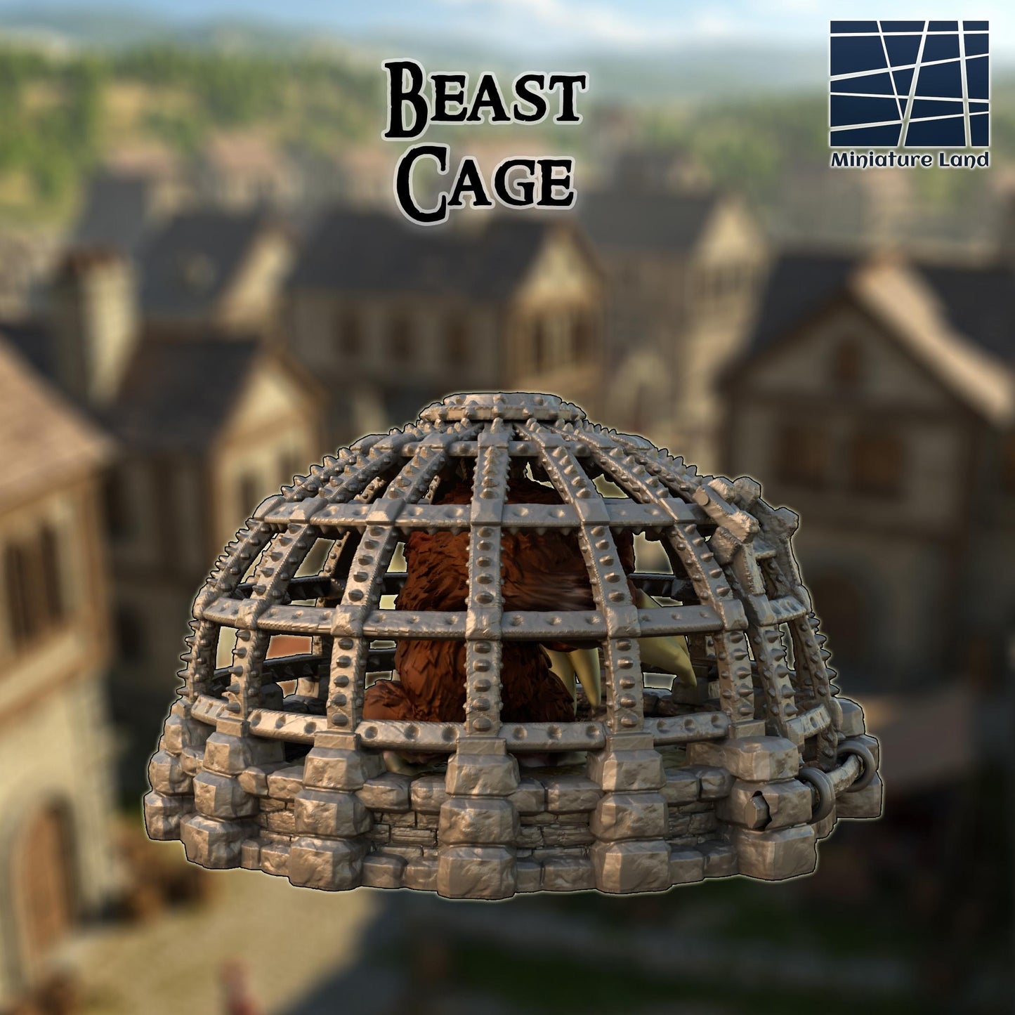 Beast Cage - Tabletop Terrain - 28 MM, Tabletop 3D Printed Terrain by MiniatureLand, Perfect for Wargaming and RPGs