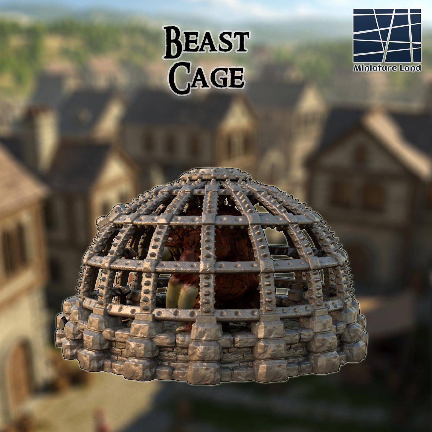 Beast Cage - Tabletop Terrain - 28 MM, Tabletop 3D Printed Terrain by MiniatureLand, Perfect for Wargaming and RPGs