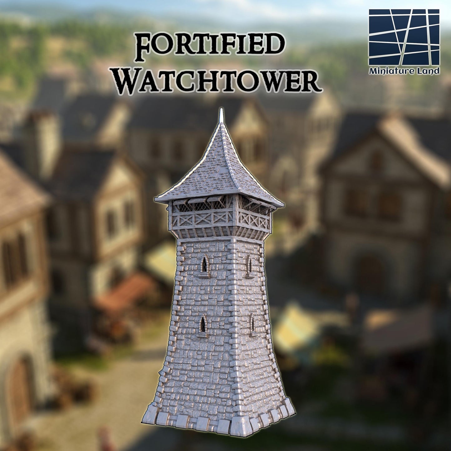 Fortified Lookout Tower - Tabletop Terrain - 28 MM, Tabletop 3D Printed Terrain by MiniatureLand, Perfect for Wargaming and RPGs