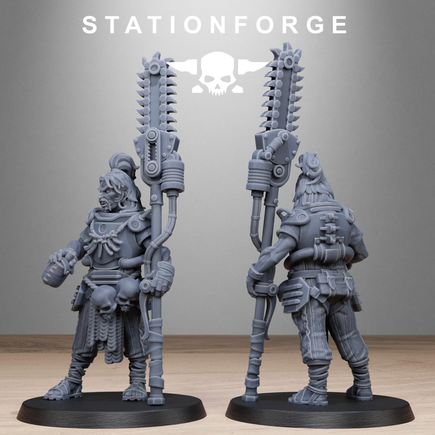 Techno Savage Barbarians, Chaos Worshipper Sci-Fi Wargames Miniatures by STATIONFORGE, Corrupted Imperial Guard