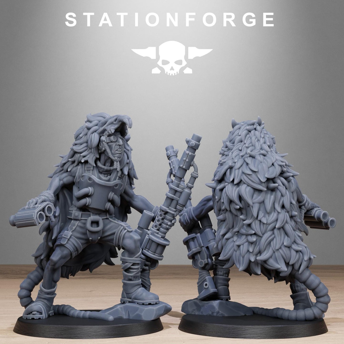Techno Savage Barbarians, Chaos Worshipper Sci-Fi Wargames Miniatures by STATIONFORGE, Corrupted Imperial Guard