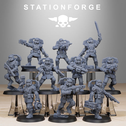 Vaskar Jump Squad, Death Korps Proxy, Sci-Fi Wargames Miniatures by STATIONFORGE