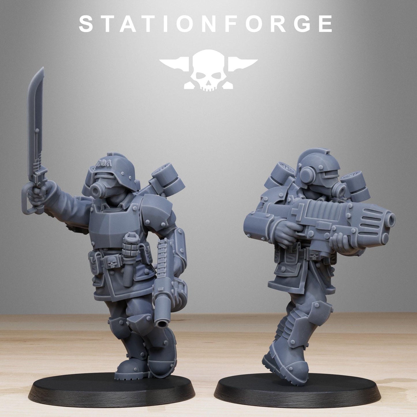 GrimGuard Aero Troops, Death Korps Proxy, Sci-Fi Wargames Miniatures by STATIONFORGE
