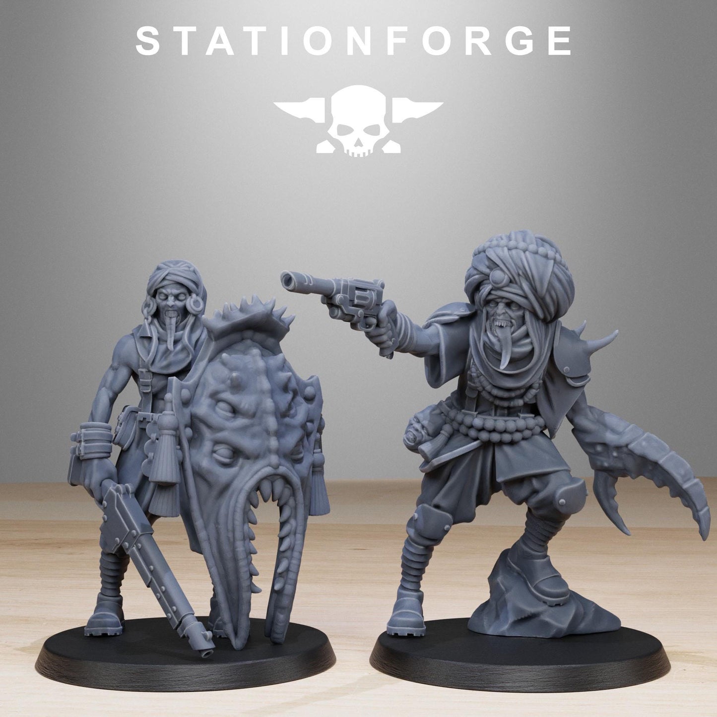 Corrupted Guard Lechers, Chaos Worshipper Sci-Fi Wargames Miniatures by STATIONFORGE, Corrupted Imperial Guard