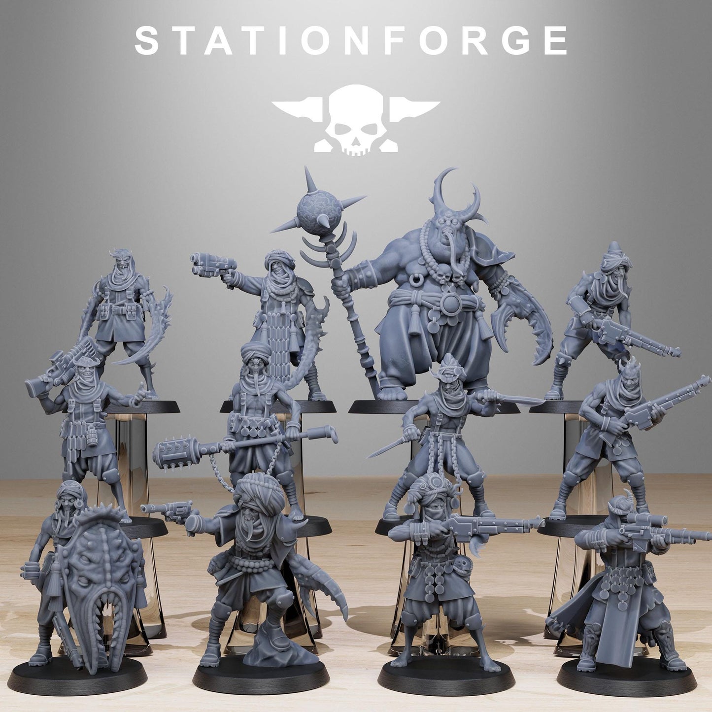 Corrupted Guard Lechers, Chaos Worshipper Sci-Fi Wargames Miniatures by STATIONFORGE, Corrupted Imperial Guard