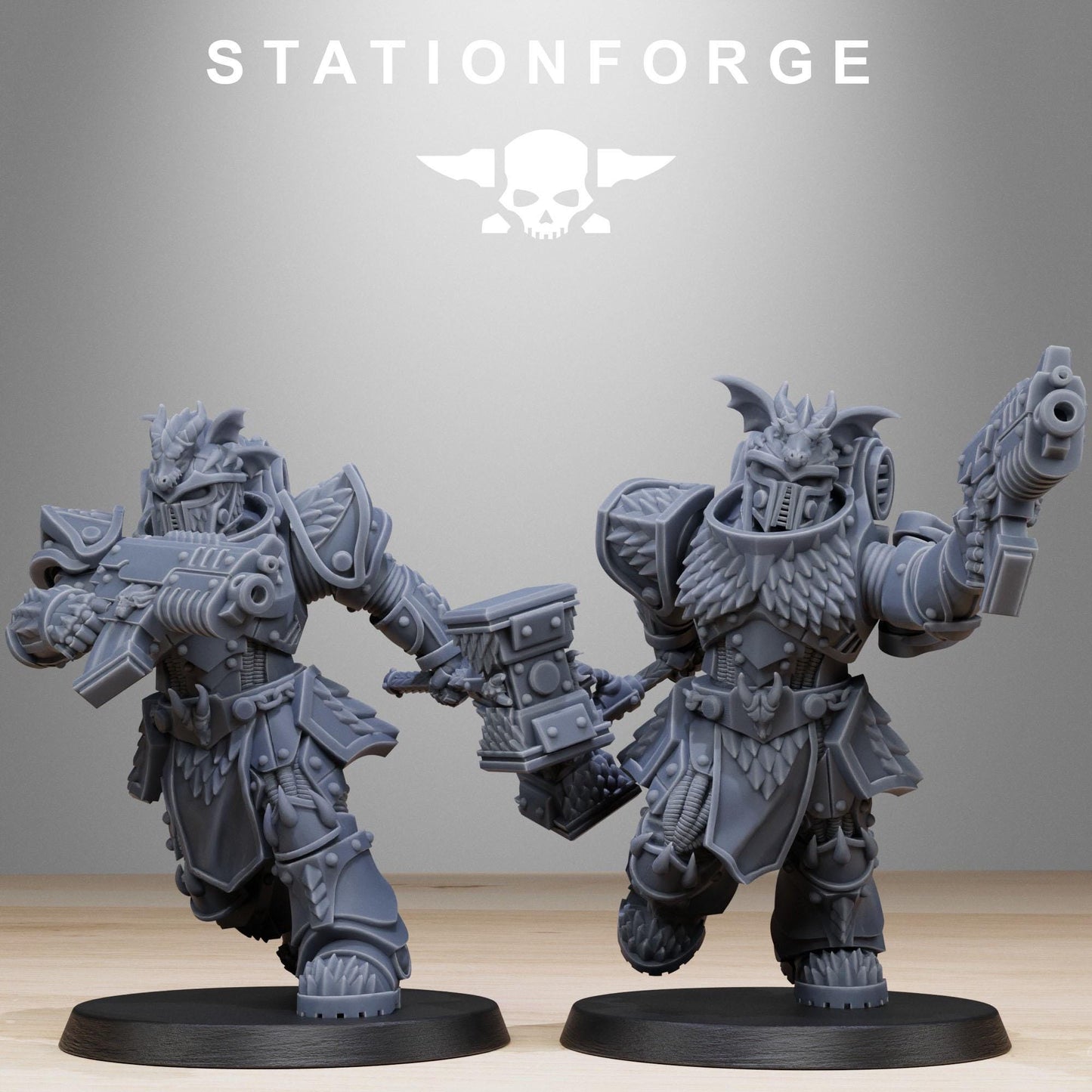 Socratis Dragon Knights, Modular Sci-Fi Marine warriors by STATIONFORGE, Grimdark Wargames Proxy