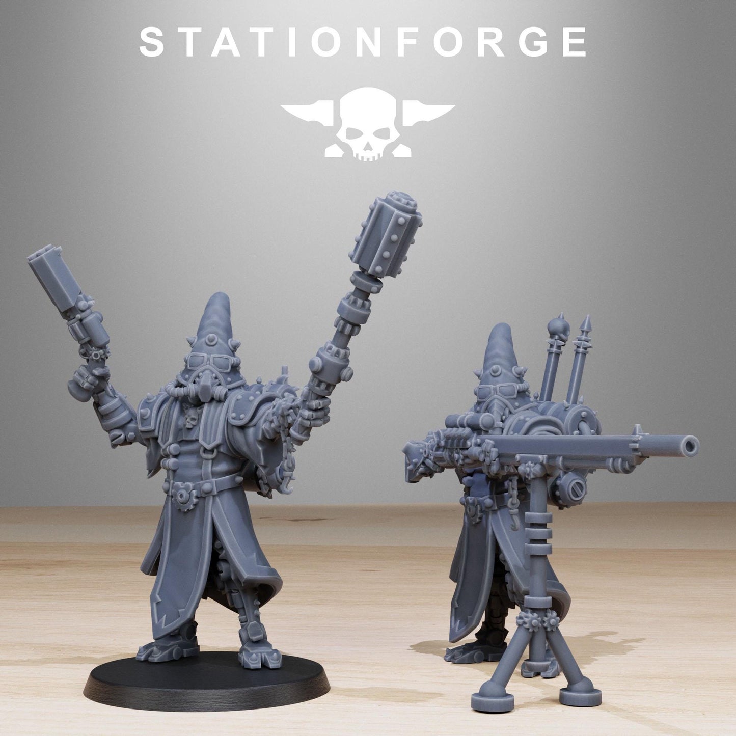 Scavenger Hooded Cultists, Space Techno-bots, modular Sci-Fi warriors by STATIONFORGE, Sci-Fi Wargames Cyber-themed Grimdark miniatures