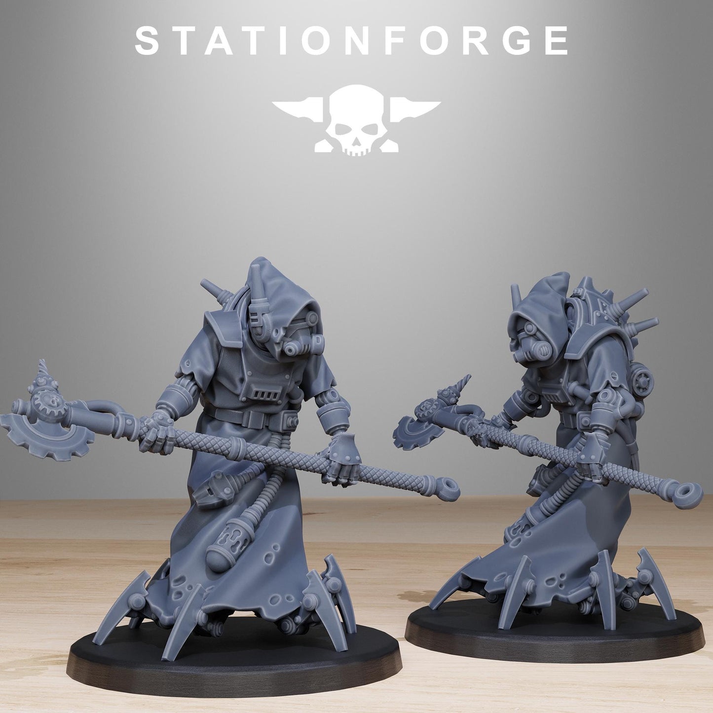 Scavenger Elders, Space Techno-bots, modular Sci-Fi warriors by STATIONFORGE, Sci-Fi Wargames Cyber-themed Grimdark miniatures