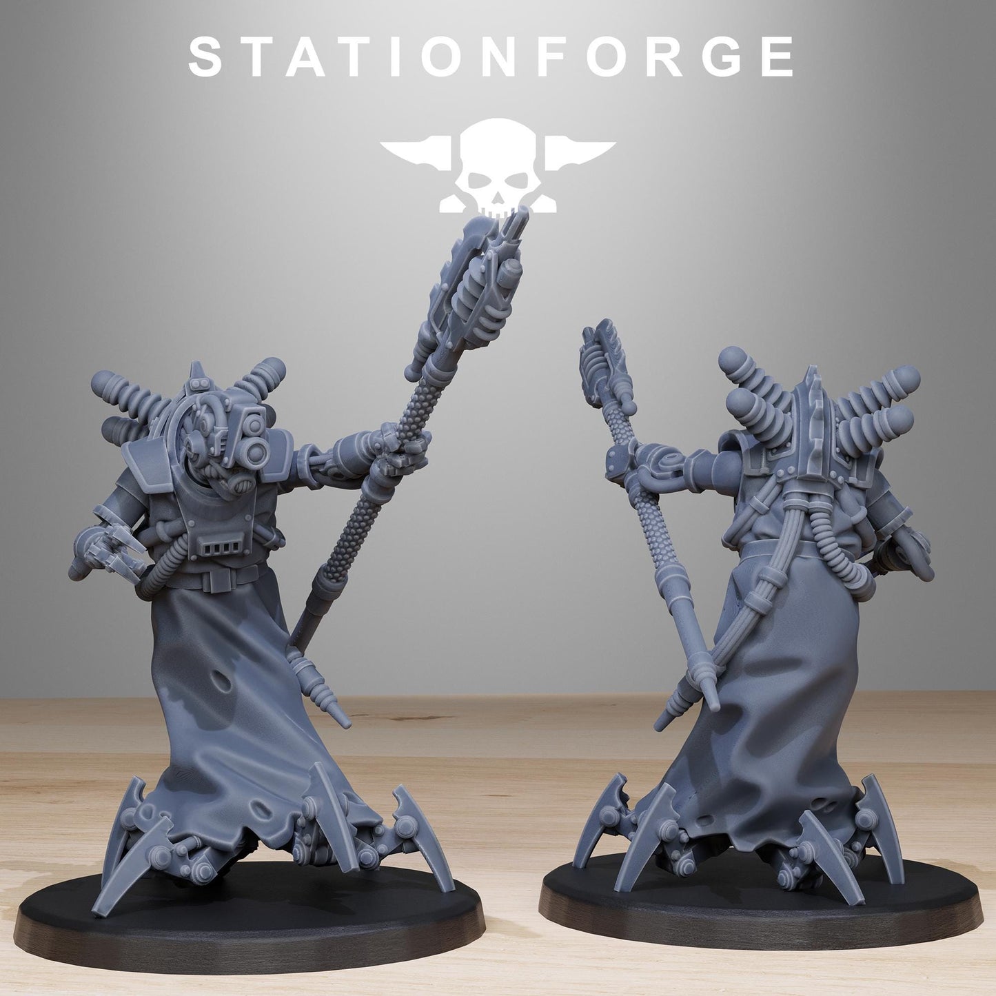 Scavenger Elders, Space Techno-bots, modular Sci-Fi warriors by STATIONFORGE, Sci-Fi Wargames Cyber-themed Grimdark miniatures