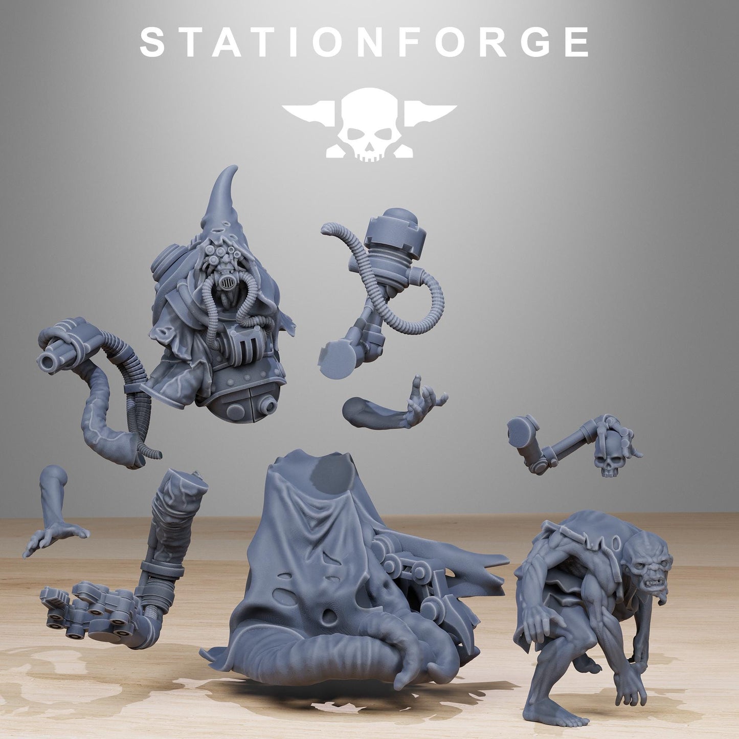 Scavenger Lotharius, Space Techno-bots, modular Sci-Fi warriors by STATIONFORGE, Sci-Fi Wargames Cyber-themed Grimdark miniatures