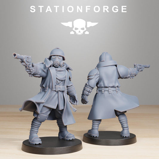 GrimGuard Scorchers Officers, Death Korps Proxy, Sci-Fi Wargames Miniatures by STATIONFORGE