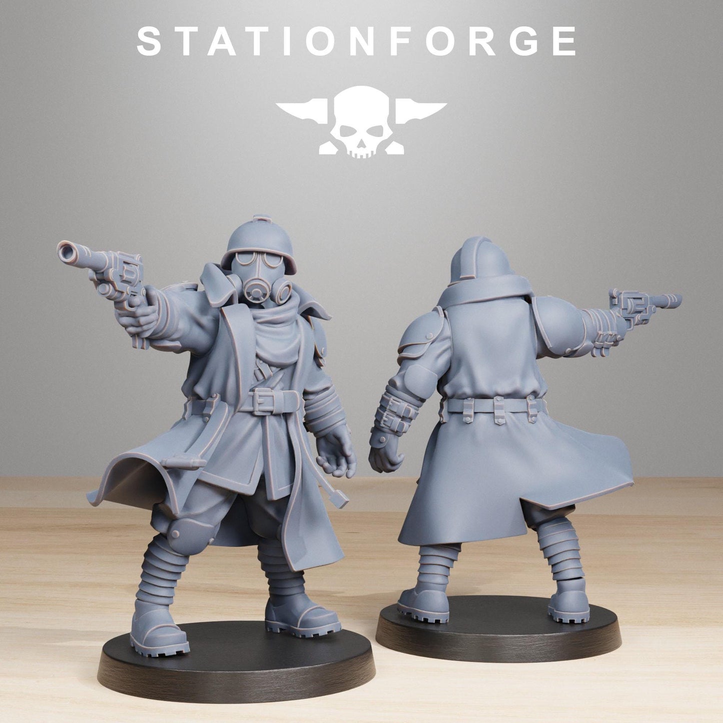GrimGuard Scorchers Officers, Death Korps Proxy, Sci-Fi Wargames Miniatures by STATIONFORGE