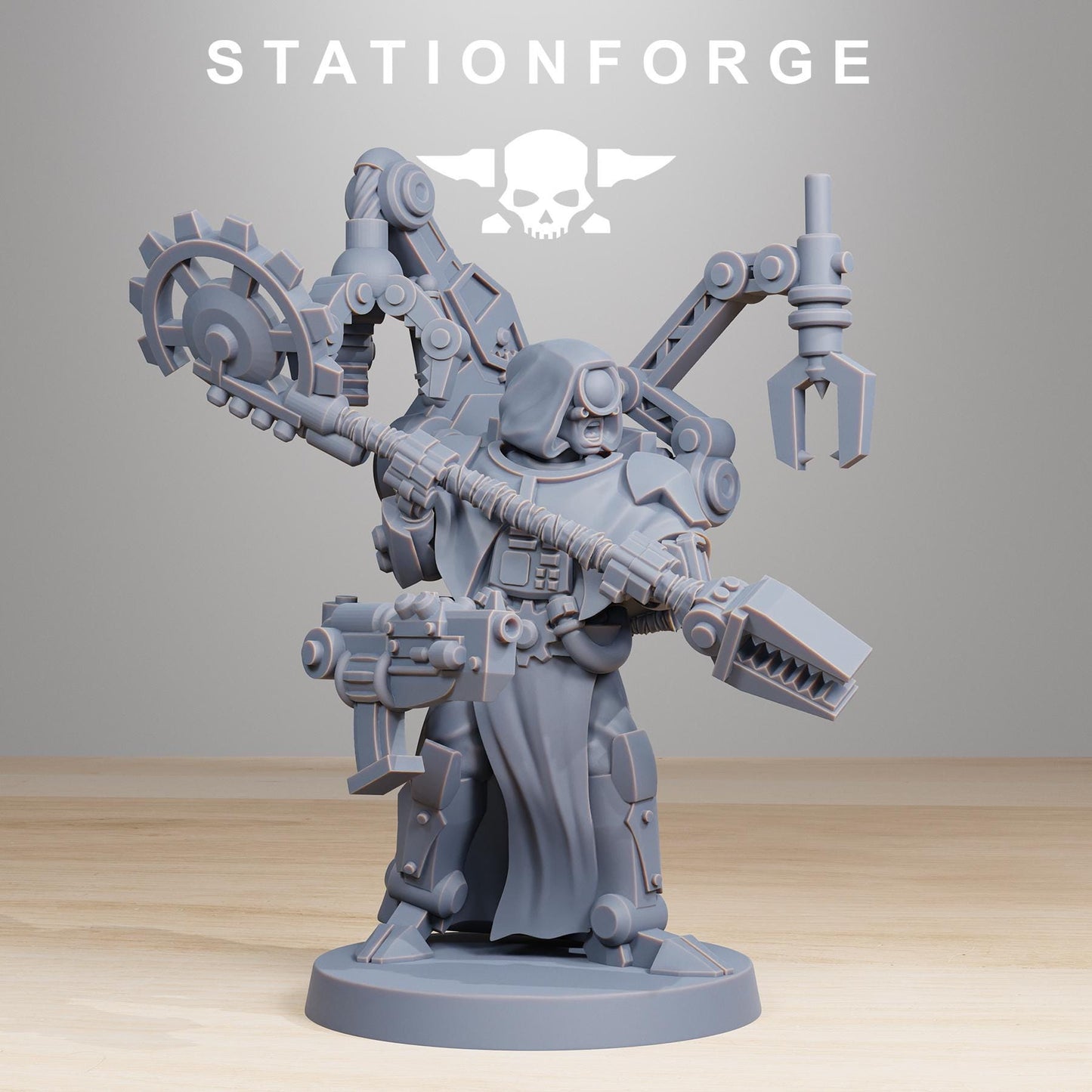 Scavenger Vicars, Space Techno-bots, modular Sci-Fi warriors by STATIONFORGE, Sci-Fi Wargames Cyber-themed Grimdark miniatures