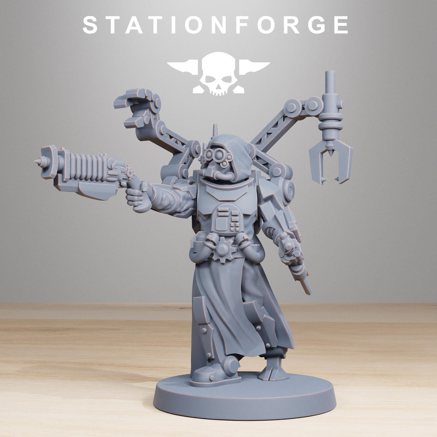 Scavenger Vicars, Space Techno-bots, modular Sci-Fi warriors by STATIONFORGE, Sci-Fi Wargames Cyber-themed Grimdark miniatures