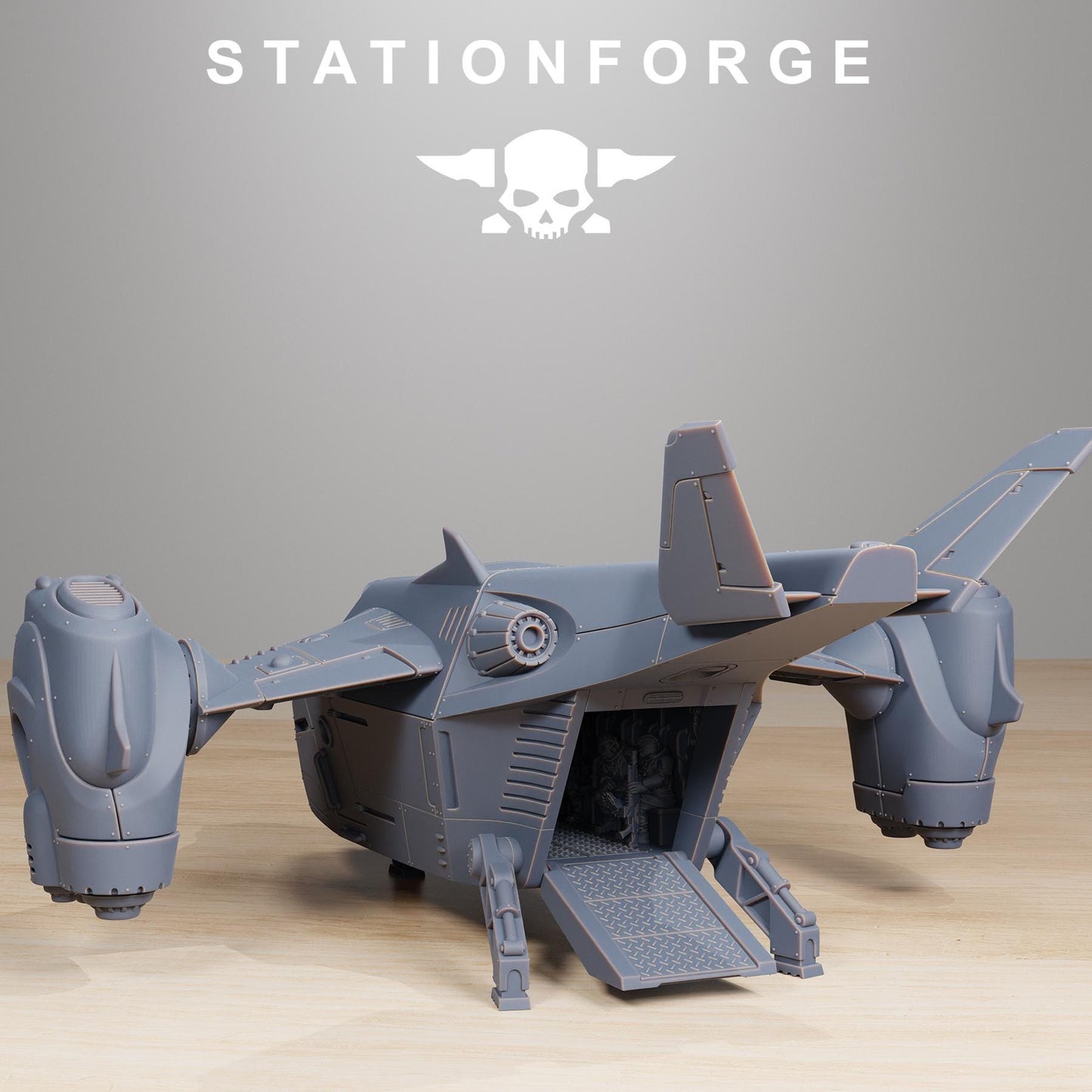 Vaskar Dropship, Modular Sci-Fi Guardsmen Warplane by STATIONFORGE, Sci-fi Wargames Proxy, Imperial Guard Transport