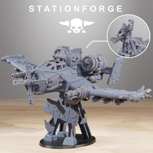 Orkaz Plane, Space-Faring Orkish Menace Sculpted by STATIONFORGE, Grimdark Compatible, Sci-Fi Wargame Scale