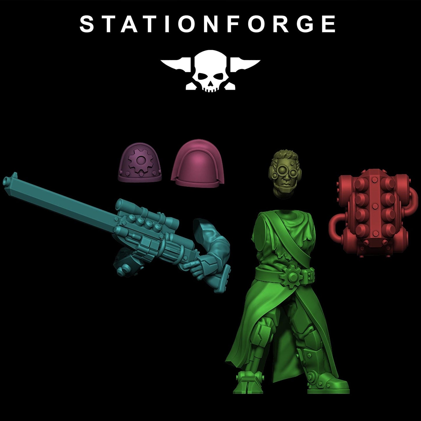 Scavenger infantry Builder, Space Techno-bots, modular Sci-Fi warriors by STATIONFORGE, Sci-Fi Wargames Cyber-themed Grimdark miniatures