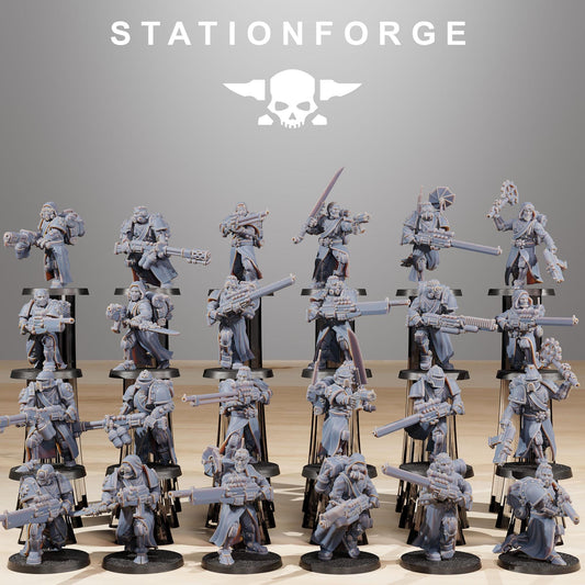 Scavenger infantry Builder, Space Techno-bots, modular Sci-Fi warriors by STATIONFORGE, Sci-Fi Wargames Cyber-themed Grimdark miniatures