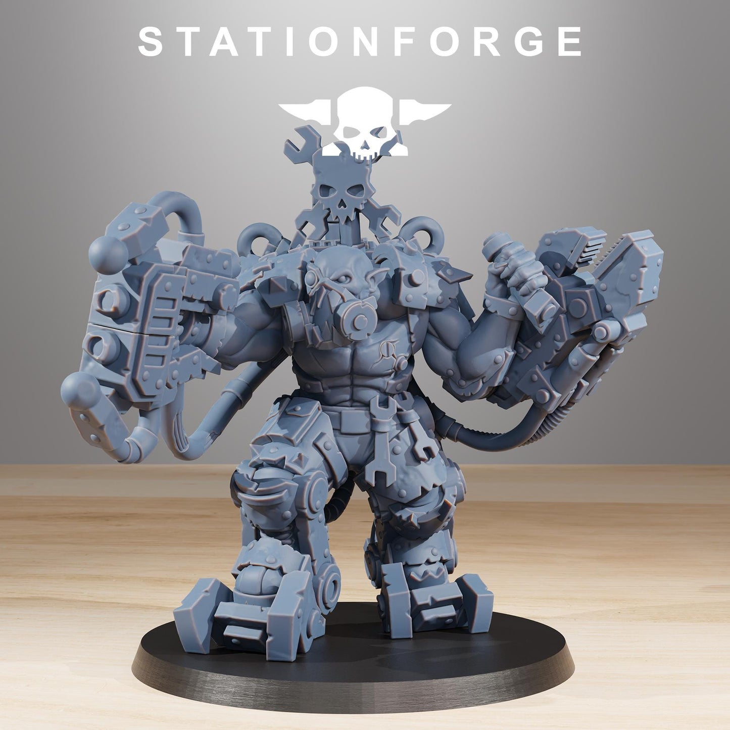 Orkaz Exo Boss, Space-Faring Orkish Menace Sculpted by STATIONFORGE, Grimdark Compatible, Sci-Fi Wargame Scale