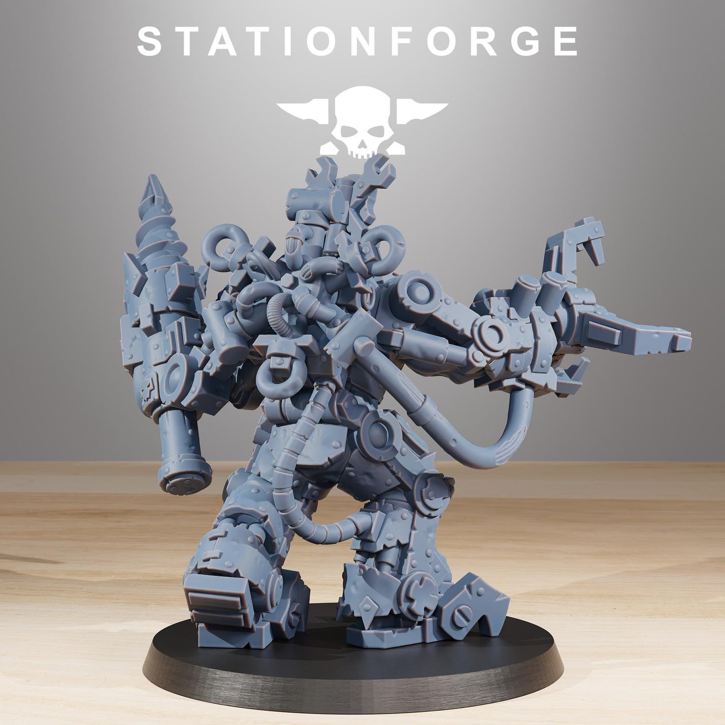 Orkaz Exo Boss, Space-Faring Orkish Menace Sculpted by STATIONFORGE, Grimdark Compatible, Sci-Fi Wargame Scale