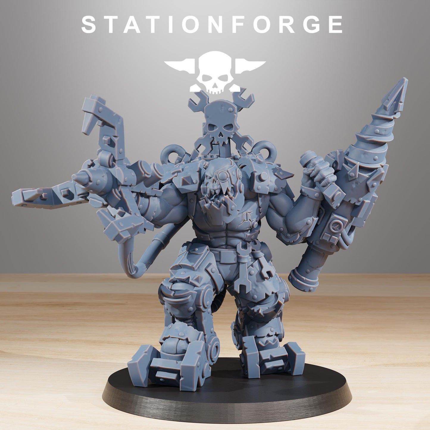 Orkaz Exo Boss, Space-Faring Orkish Menace Sculpted by STATIONFORGE, Grimdark Compatible, Sci-Fi Wargame Scale