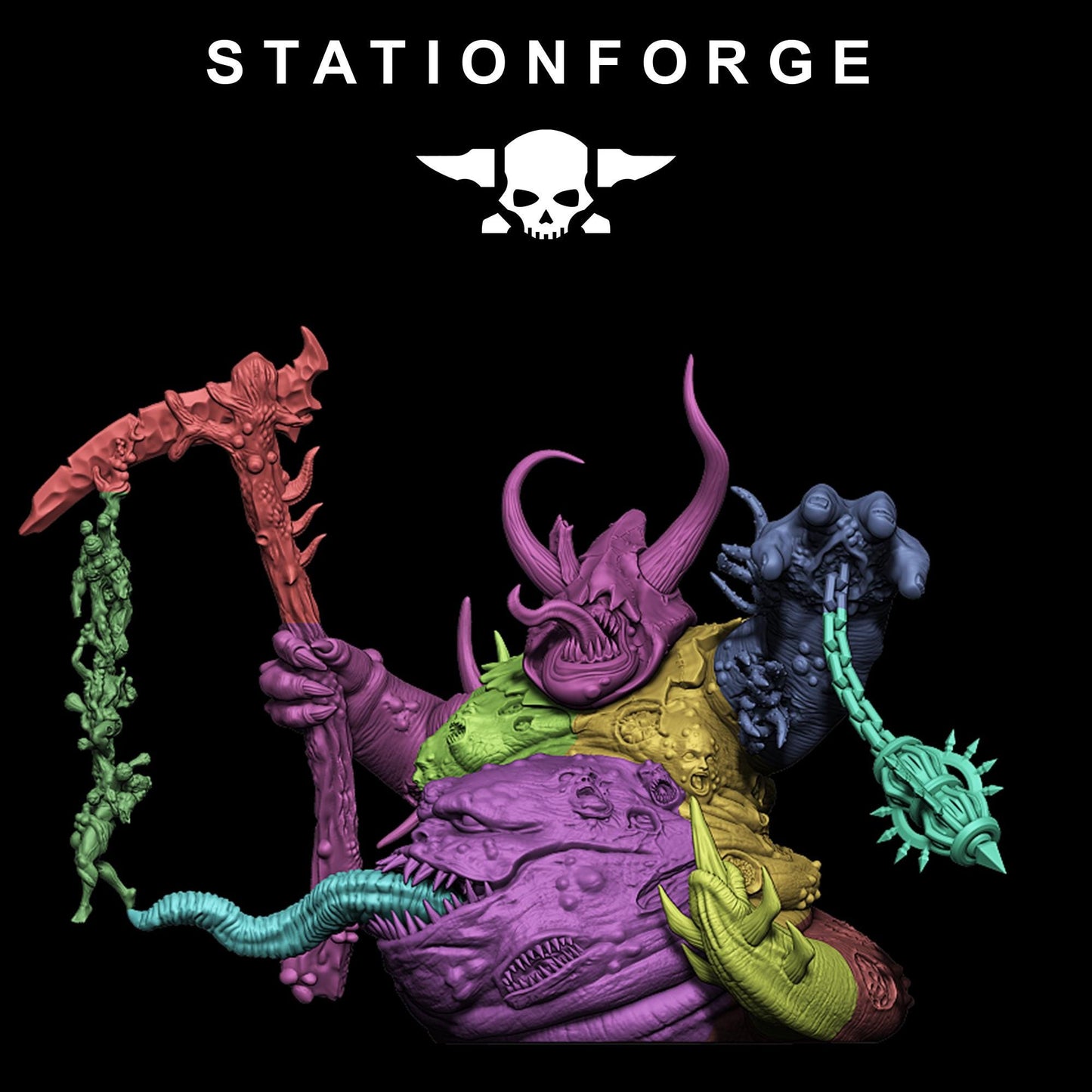 Corrupted Guard Sporeus, Chaotic Daemonic Monopose Miniatures Sculpted by STATIONFORGE  for Wargames set in the Grimdark Future