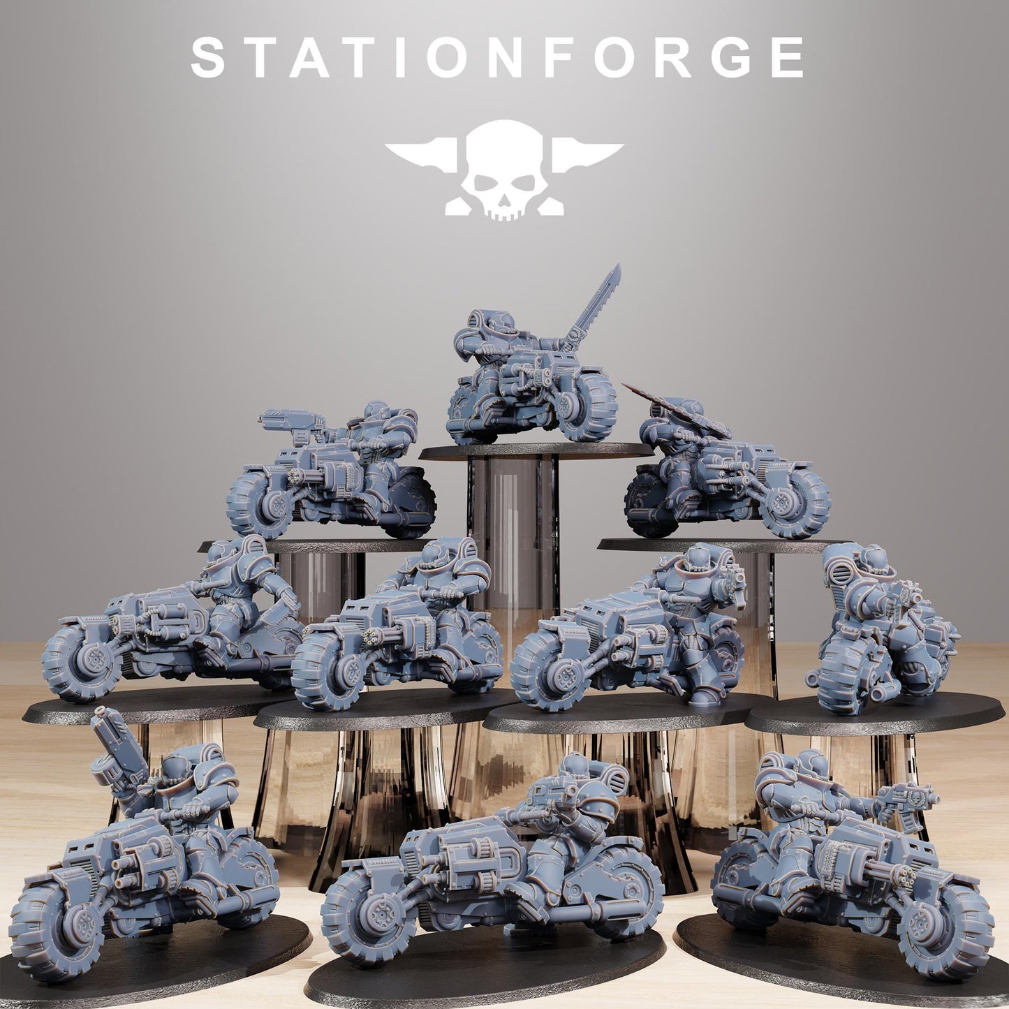 Socratis Bikers, Modular Sci-Fi Marine warriors by STATIONFORGE, Grimdark Wargames Proxy