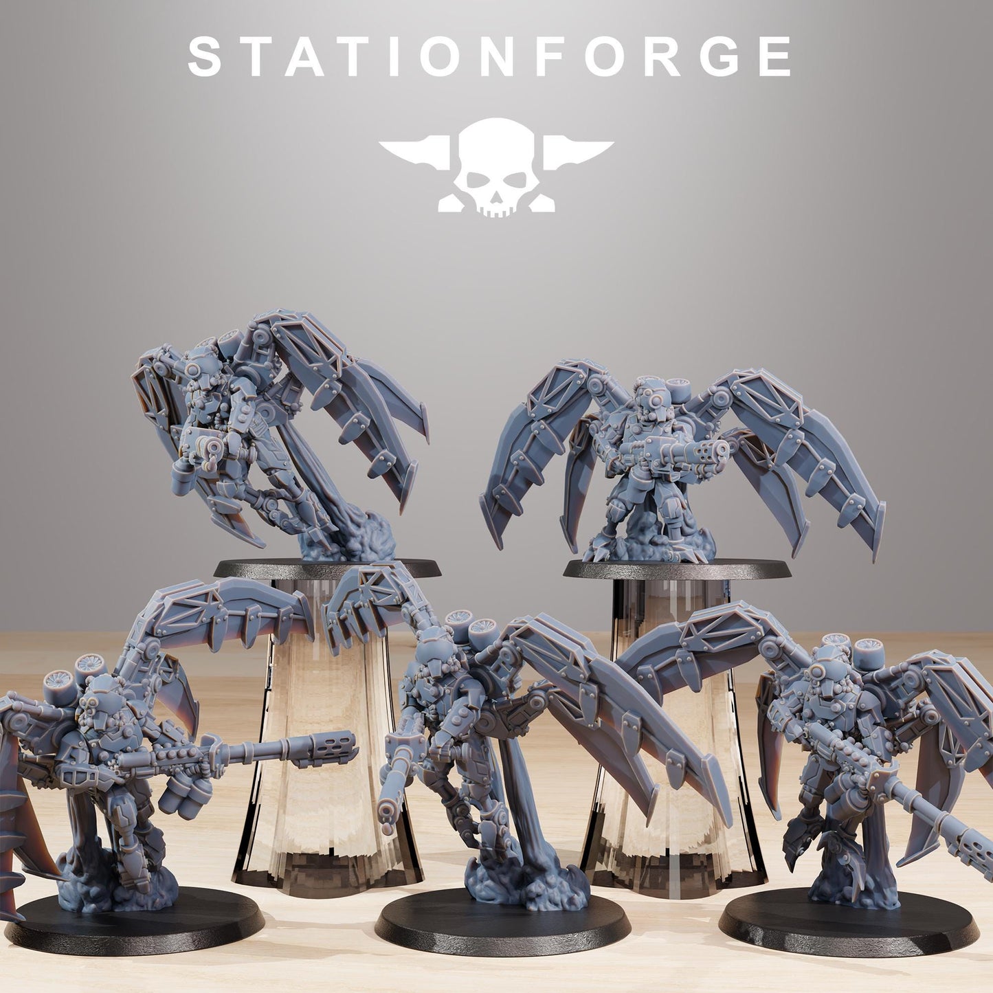 Scavenger Strikers, Space Techno-bots, modular Sci-Fi warriors by STATIONFORGE, Sci-Fi Wargames Cyber-themed Grimdark miniatures