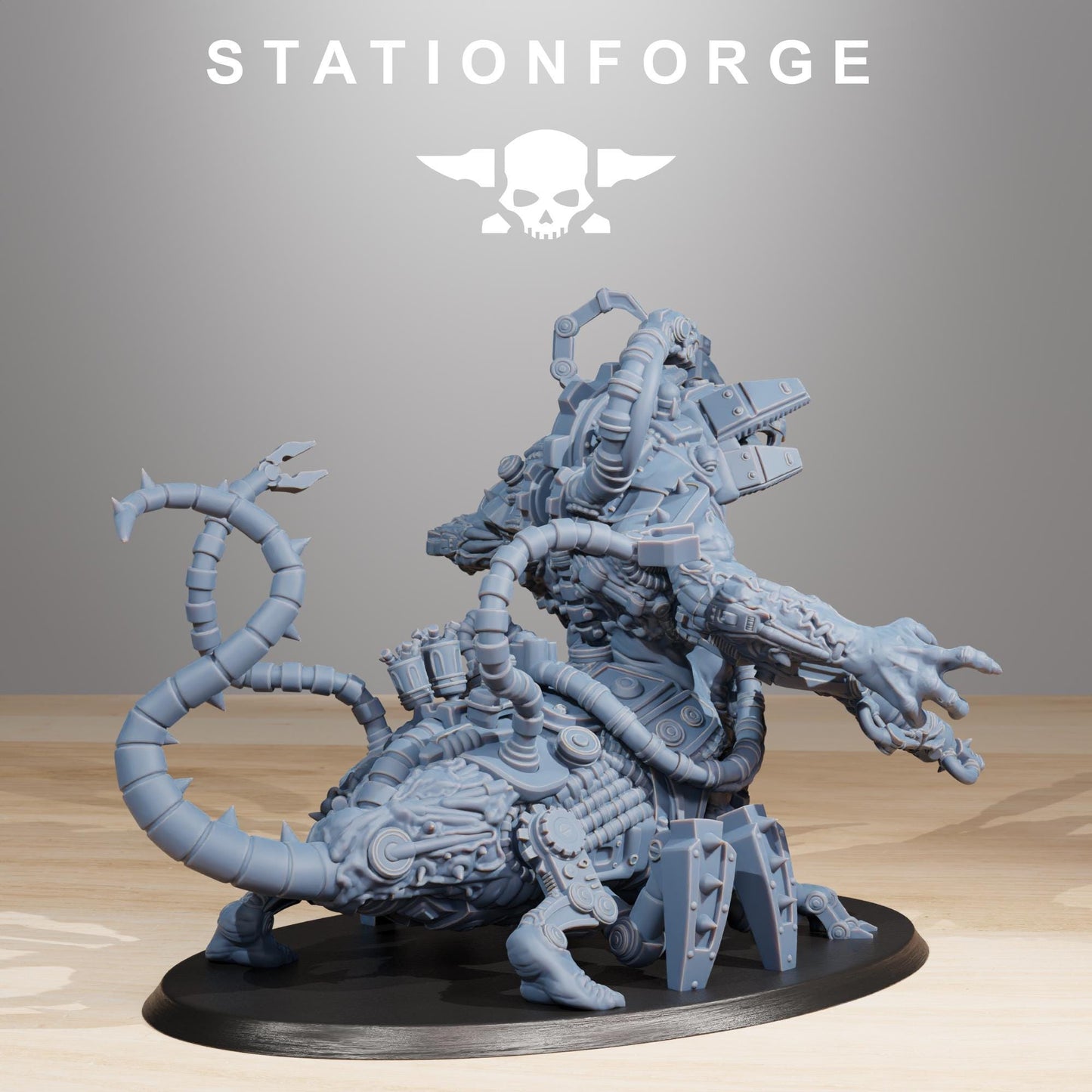 Raticus Chonk Meister, Space Techno-Rats, monopose Sci-Fi warriors by STATIONFORGE, Sci-Fi Wargames Rat-Themed Grimdark miniatures
