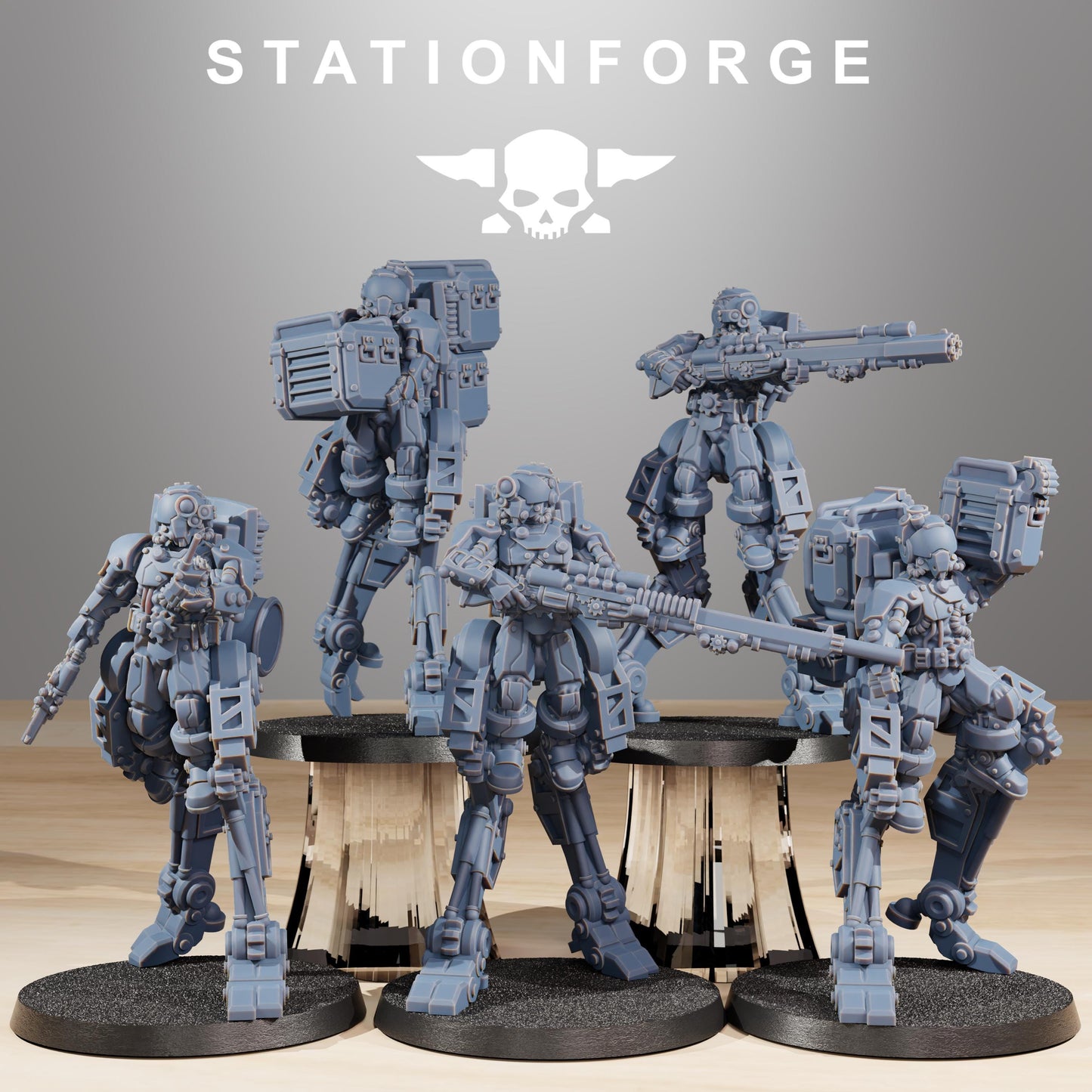 Scavenger Wayfarer, Space Techno-bots, modular Sci-Fi warriors by STATIONFORGE, Sci-Fi Wargames Cyber-themed Grimdark miniatures