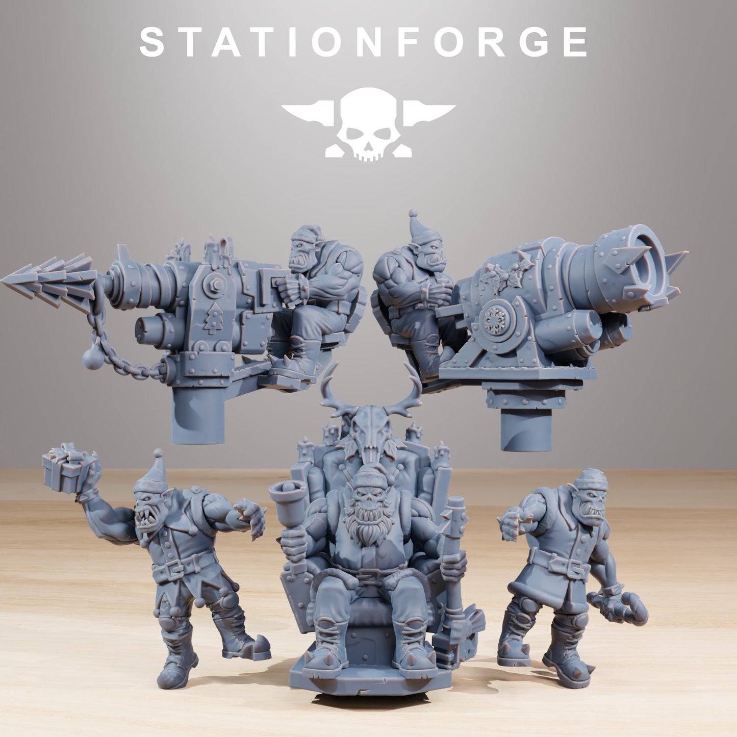 Orkaz Festivator, Space-Faring Orkish Menace Sculpted by STATIONFORGE, Grimdark Compatible, Sci-Fi Wargame Scale
