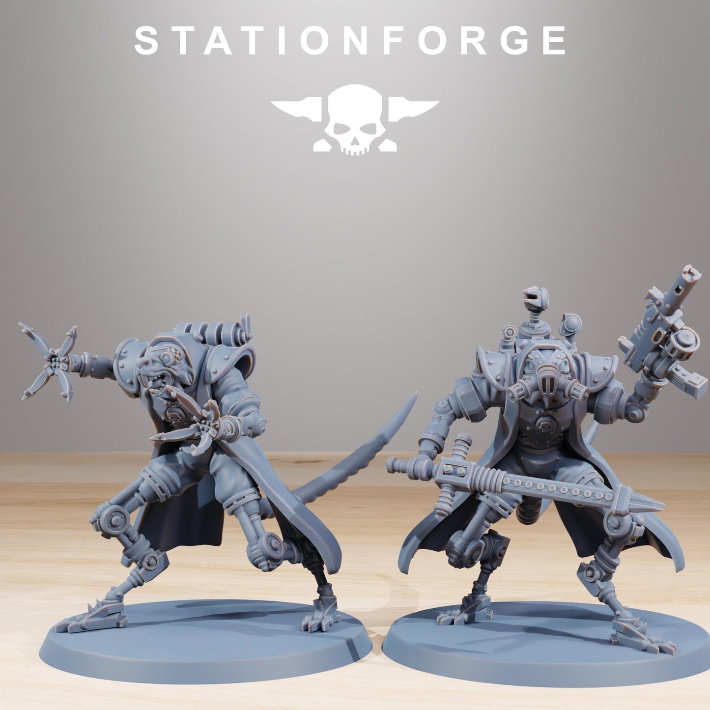 Raticus Curdsters, Space Techno-Rats, monopose Sci-Fi warriors by STATIONFORGE, Sci-Fi Wargames Rat-Themed Grimdark miniatures