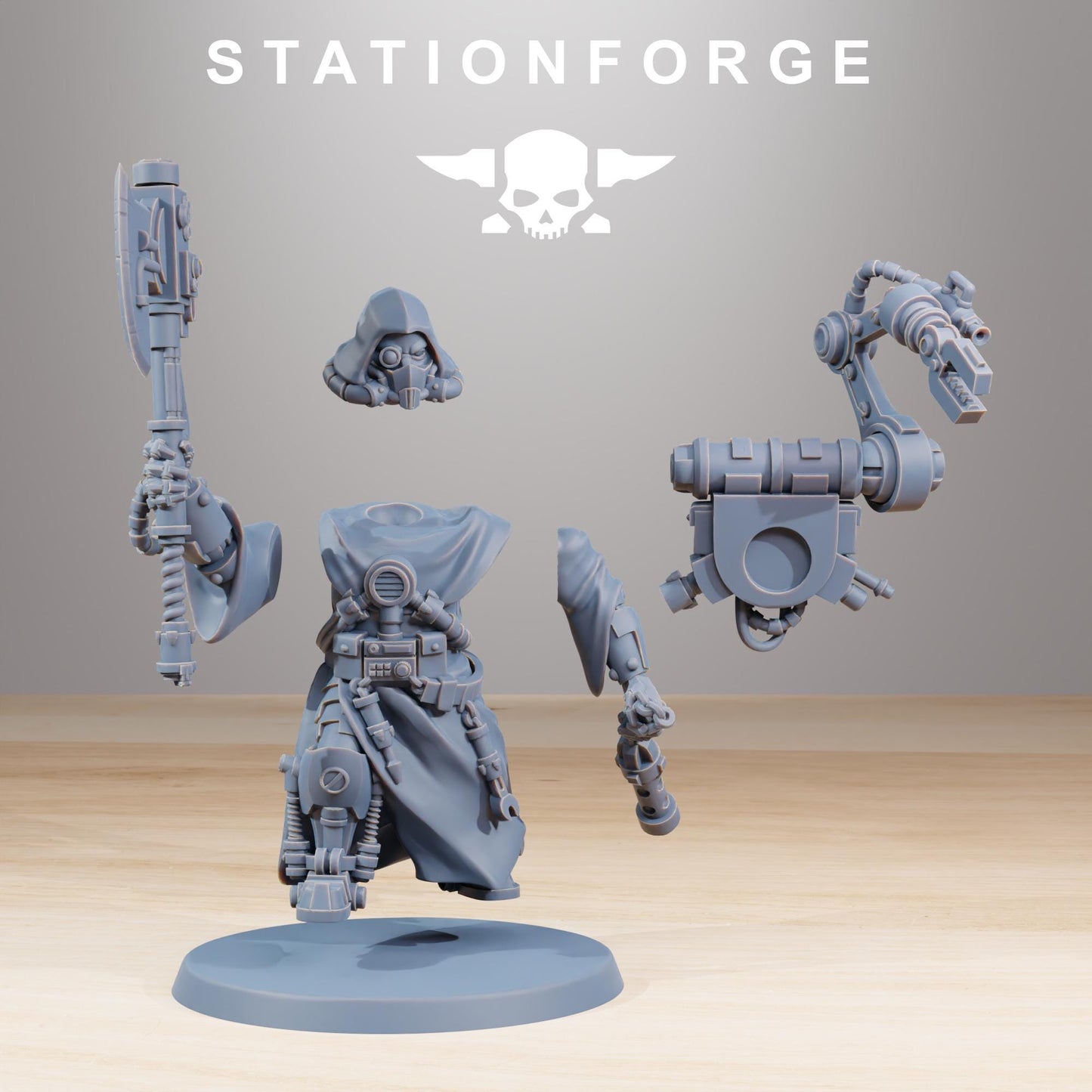 Scavenger Commander, Space Techno-bots, modular Sci-Fi warriors by STATIONFORGE, Sci-Fi Wargames Cyber-themed Grimdark miniatures