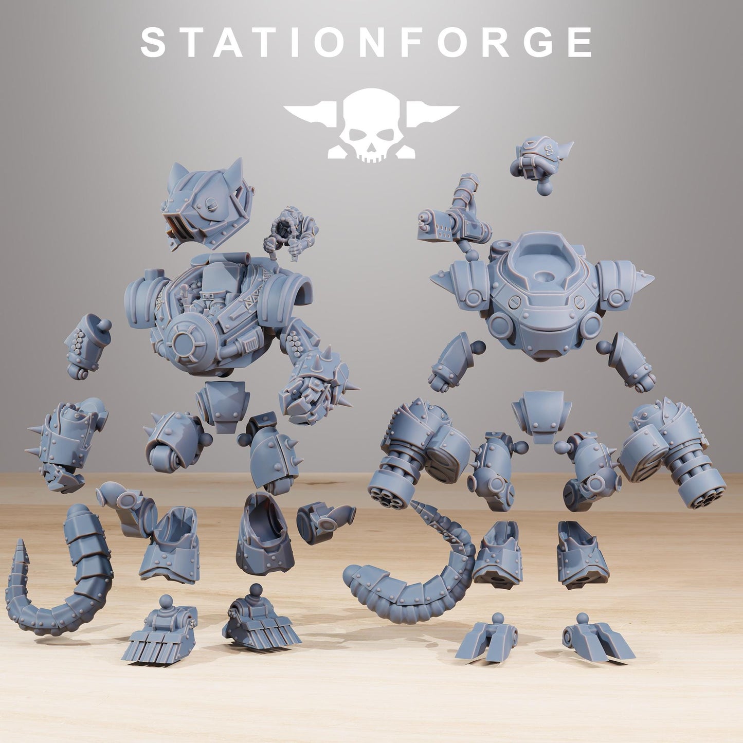 Raticus Clankers, Space Techno-Rats, monopose Sci-Fi warriors by STATIONFORGE, Sci-Fi Wargames Rat-Themed Grimdark miniatures