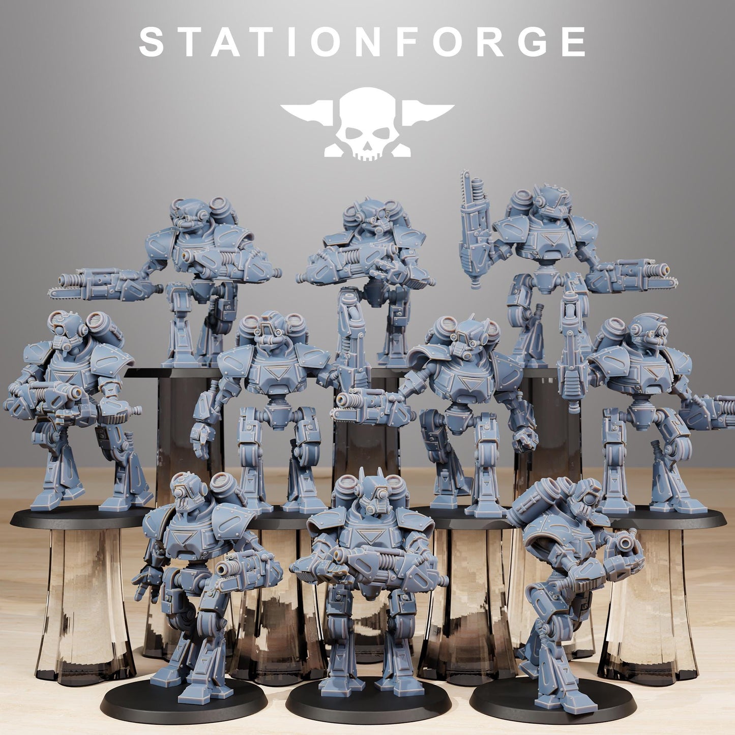 Scavenger Mechanods, Space Techno-bots, modular Sci-Fi warriors by STATIONFORGE, Sci-Fi Wargames Cyber-themed Grimdark miniatures