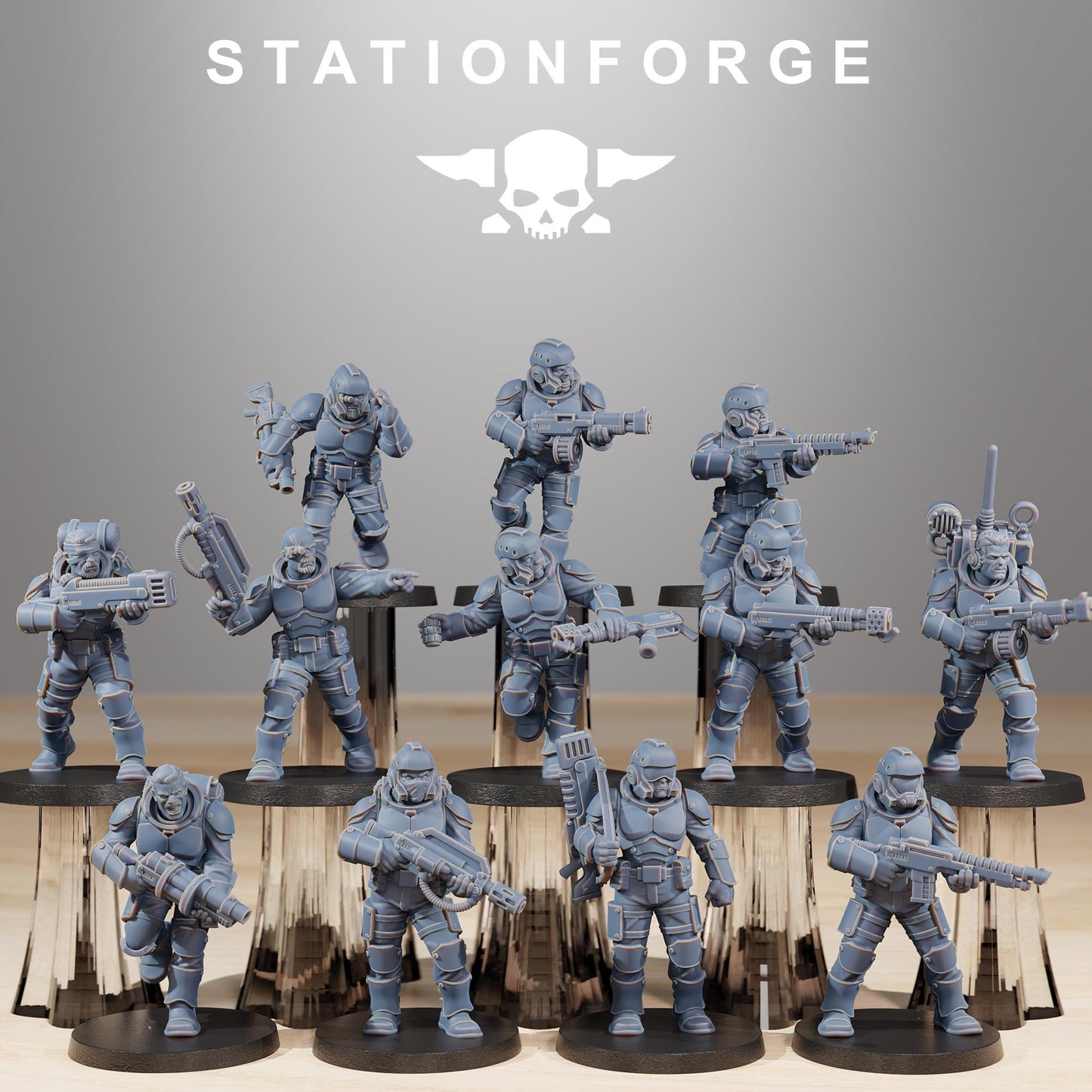 Vaskar Infantry Builder Kit, Death Korps Proxy, Sci-Fi Wargames Miniatures by STATIONFORGE