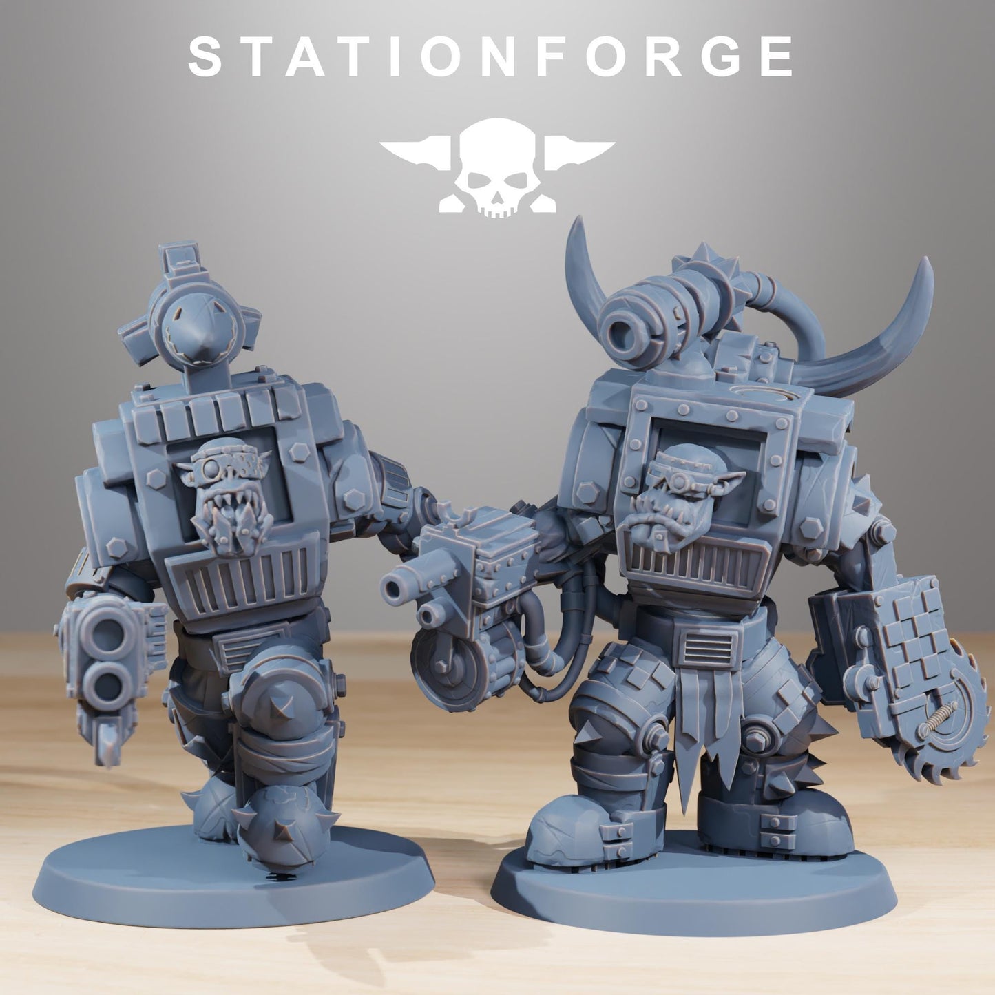 Orkaz Steelbrutes, Space-Faring Orkish Menace Sculpted by STATIONFORGE, Grimdark Compatible, Sci-Fi Wargame Scale
