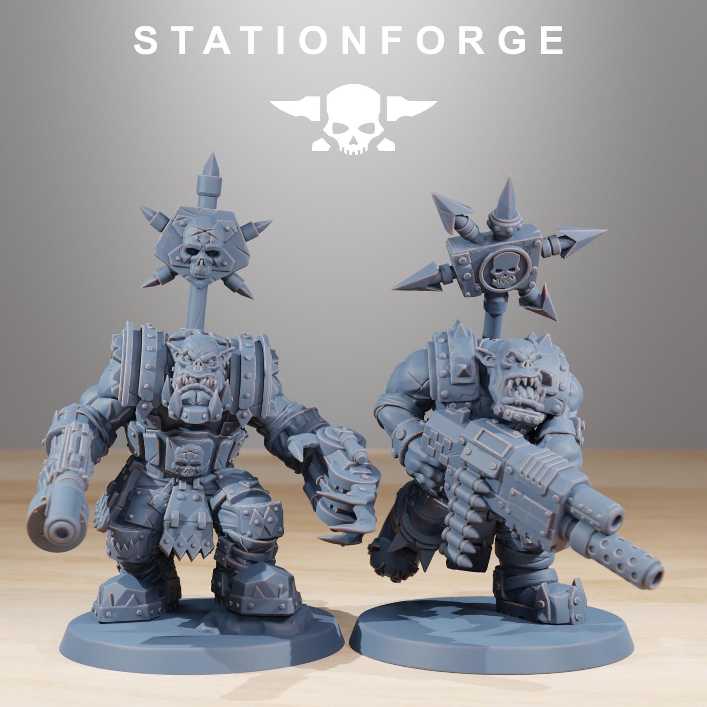 Orkaz SkullKrushers, Space-Faring Orkish Menace Sculpted by STATIONFORGE, Grimdark Compatible, Sci-Fi Wargame Scale