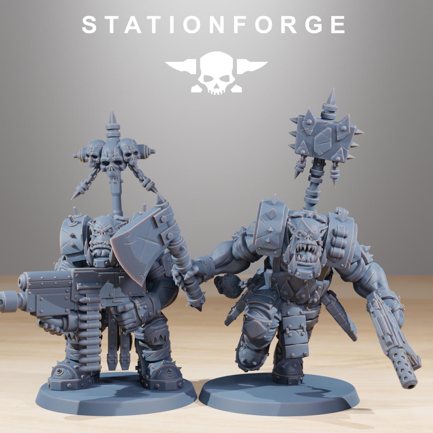 Orkaz SkullKrushers, Space-Faring Orkish Menace Sculpted by STATIONFORGE, Grimdark Compatible, Sci-Fi Wargame Scale
