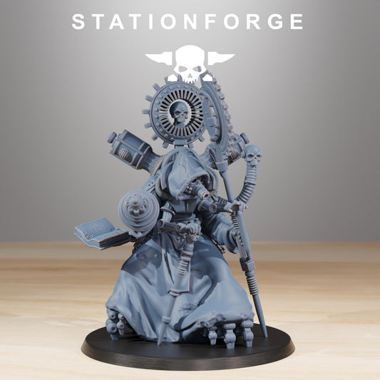 Scavenger Cultist Leader, Space Techno-bots, modular Sci-Fi warriors by STATIONFORGE, Sci-Fi Wargames Cyber-themed Grimdark miniatures