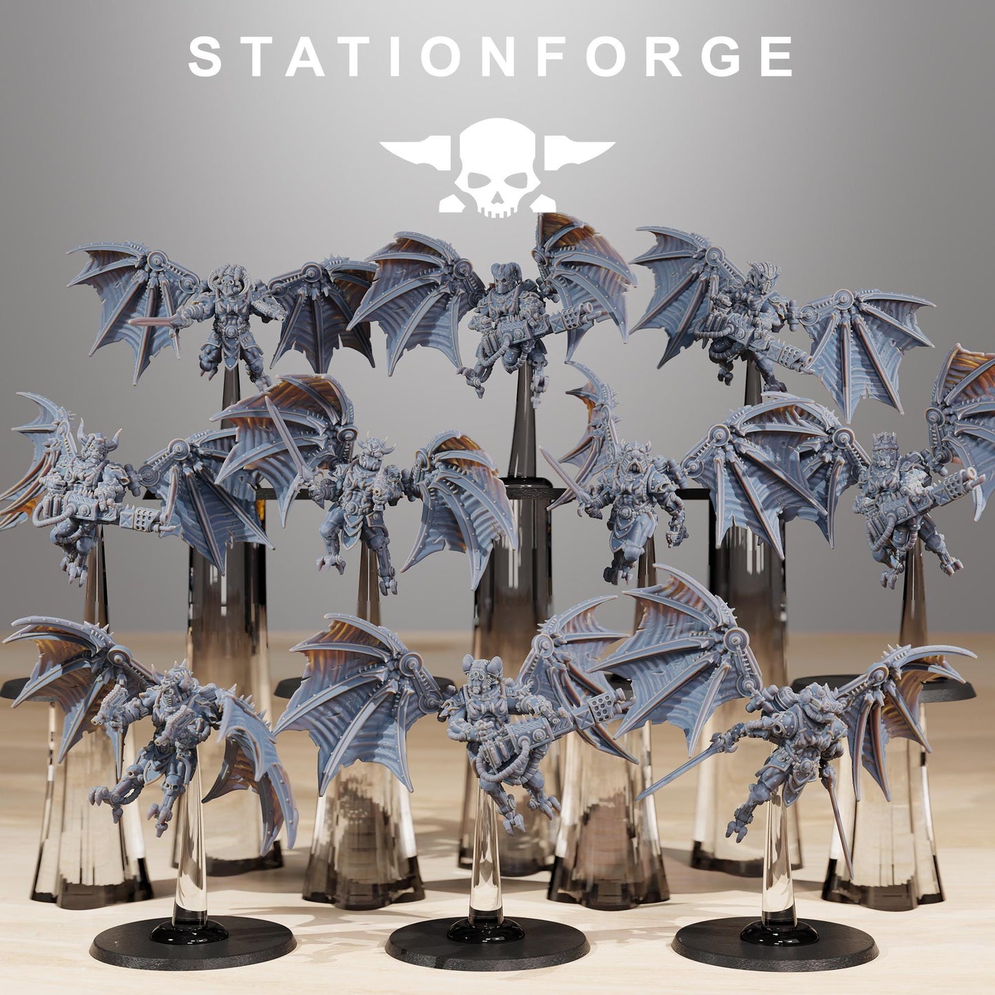 Pythonicus Flyers, Space Techno-bots, modular Sci-Fi warriors by STATIONFORGE, Sci-Fi Wargames Cyber-themed Grimdark miniatures