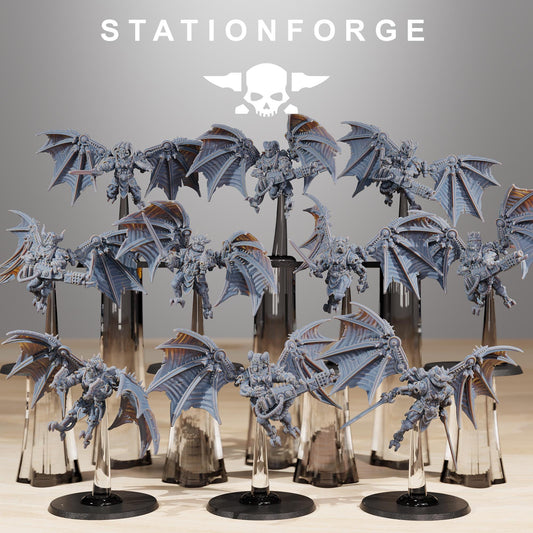 Pythonicus Flyers, Space Techno-bots, modular Sci-Fi warriors by STATIONFORGE, Sci-Fi Wargames Cyber-themed Grimdark miniatures