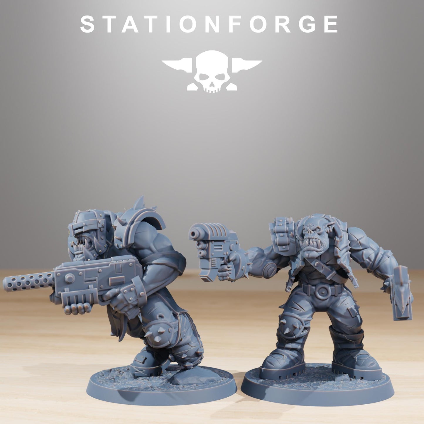 Orkaz Infantry, Space-Faring Orkish Menace Sculpted by STATIONFORGE, Grimdark Compatible, Sci-Fi Wargame Scale