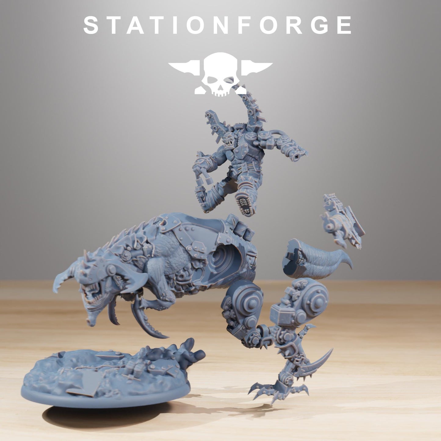 Orkaz Beast Boss, Space-Faring Orkish Menace Sculpted by STATIONFORGE, Grimdark Compatible, Sci-Fi Wargame Scale