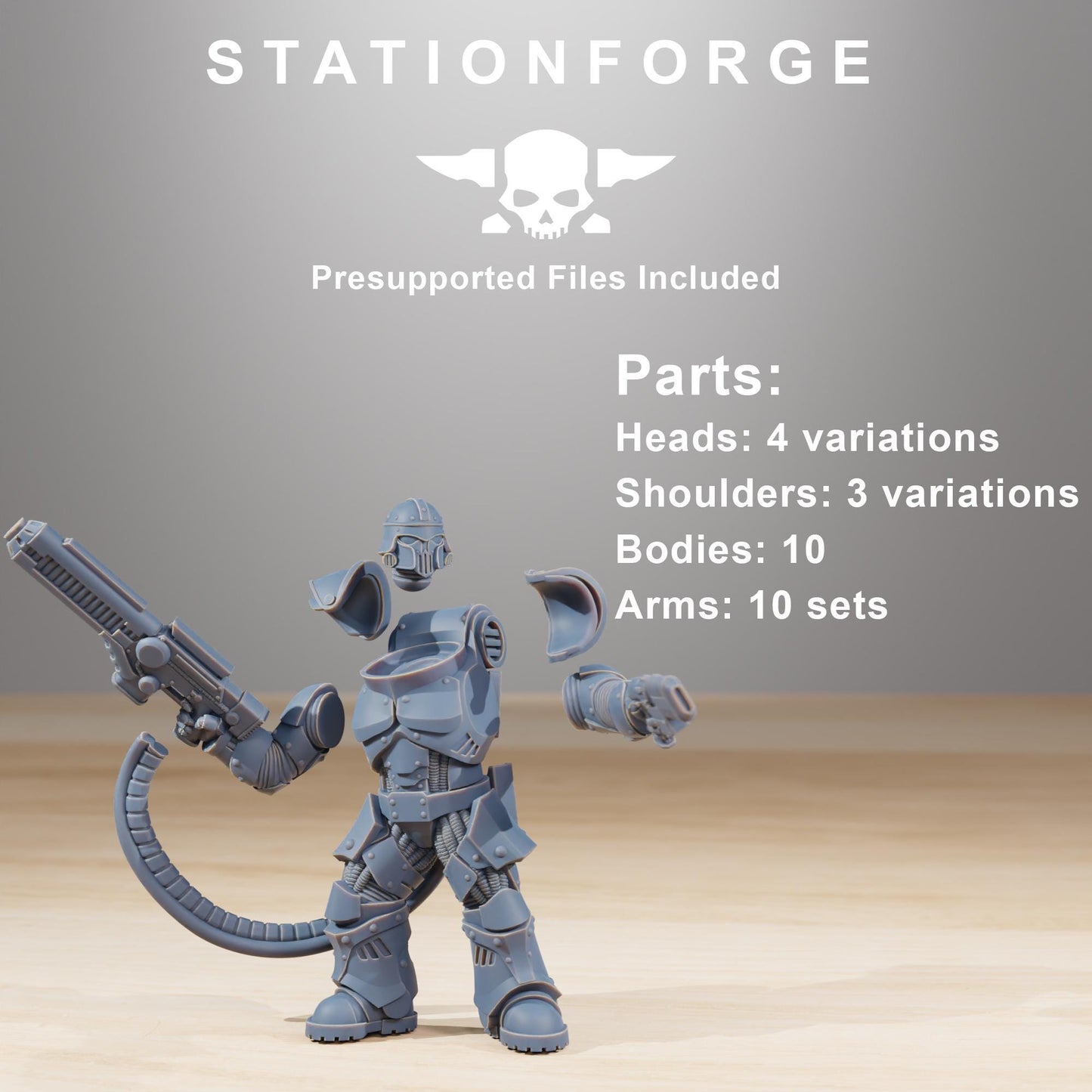 Socratis Exterminators, Modular Sci-Fi Marine warriors by STATIONFORGE, Grimdark Wargames Proxy
