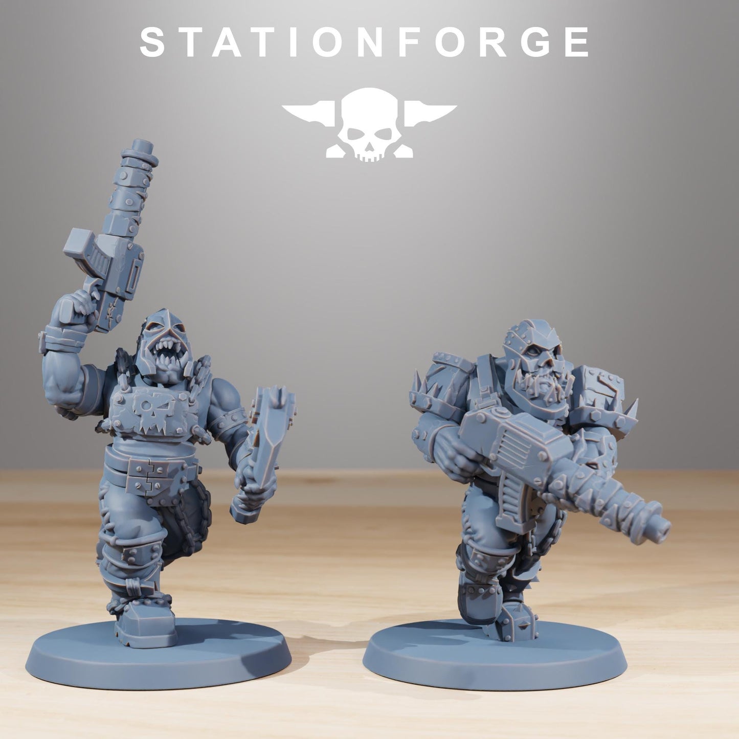 Orkaz Berserkers, Space-Faring Orkish Menace Sculpted by STATIONFORGE, Grimdark Compatible, Sci-Fi Wargame Scale
