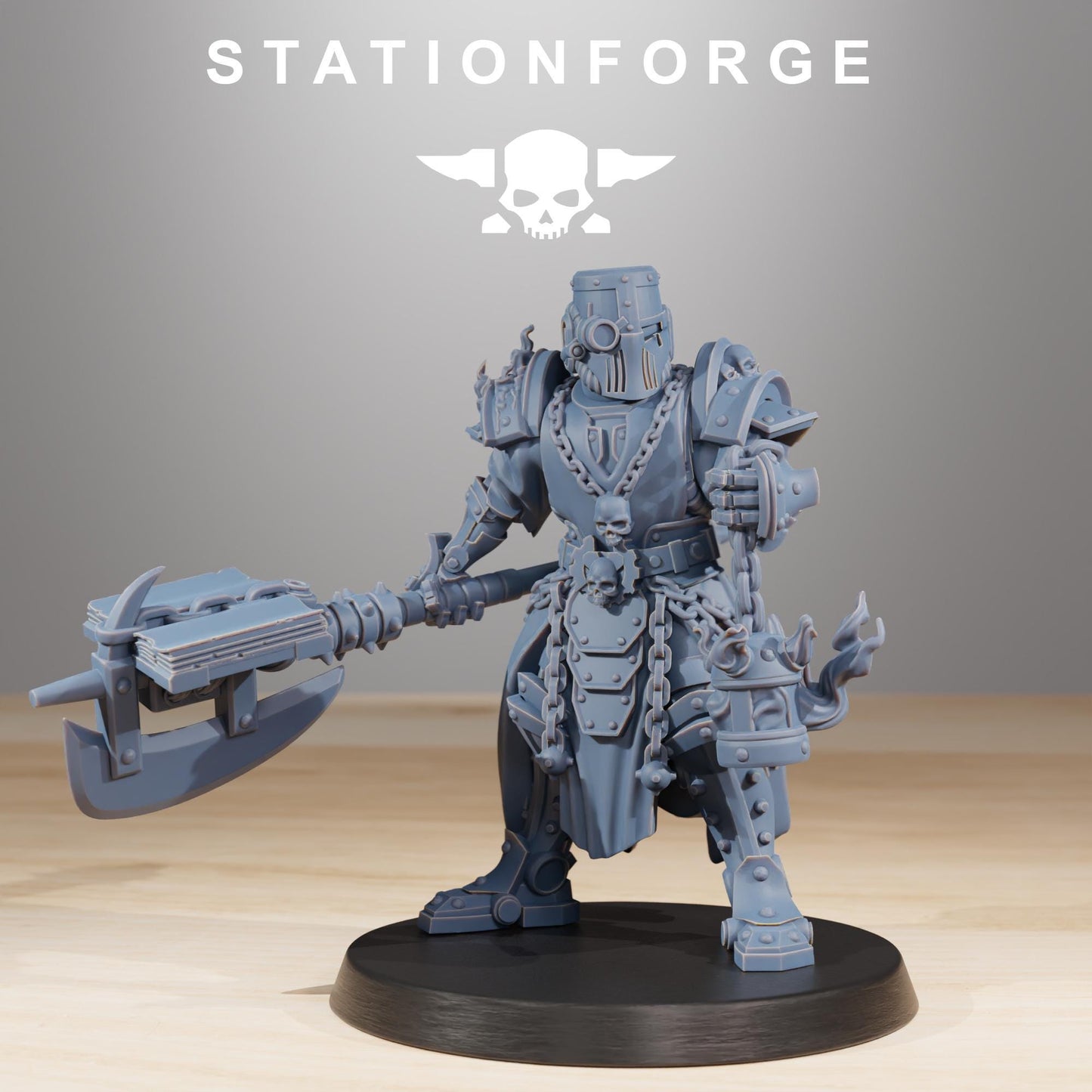 Frontliners Leader, Space Techno-bots, modular Sci-Fi warriors by STATIONFORGE, Sci-Fi Wargames Cyber-themed Grimdark miniatures