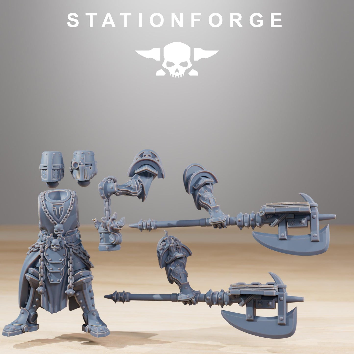 Frontliners Leader, Space Techno-bots, modular Sci-Fi warriors by STATIONFORGE, Sci-Fi Wargames Cyber-themed Grimdark miniatures